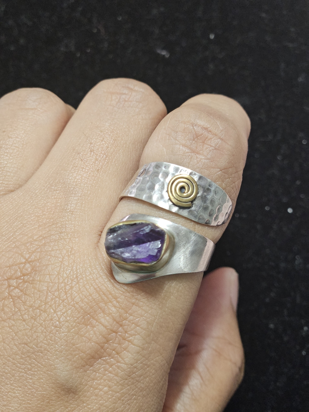925S Handcrafted Ring with Purple Amethyst Accent